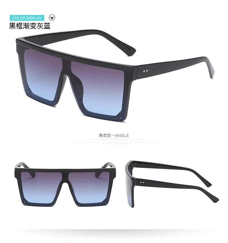 Oversized Flattop Square Sunglasses