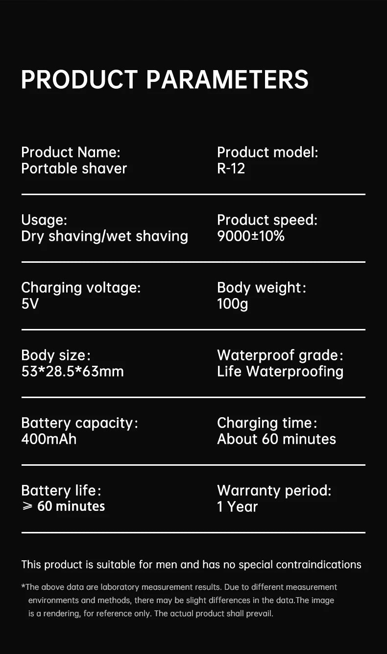 Mini Electric Shaver Dual Head Waterproof Razor