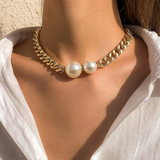Imitation-Pearl Pendant Necklace