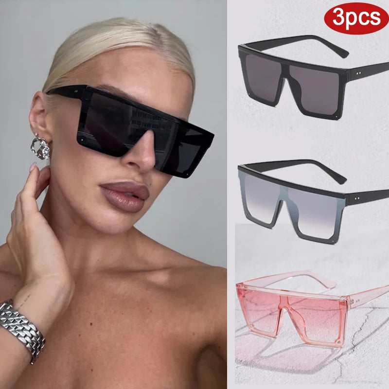 Oversized Flattop Square Sunglasses