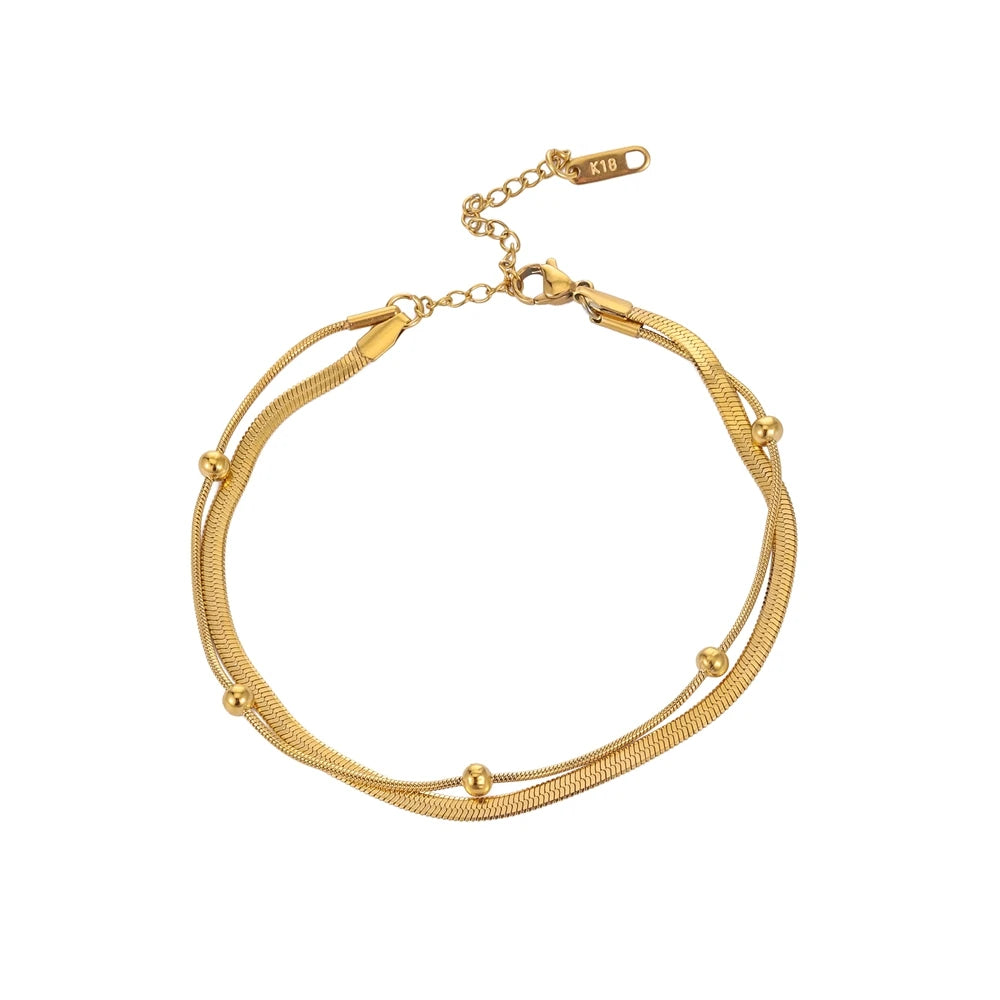 Gold Double-Layer Anklets