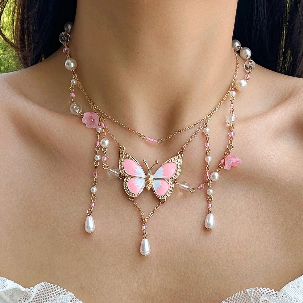 Sweet Drip Oil Butterfly Necklace Aesthetic Jewelry