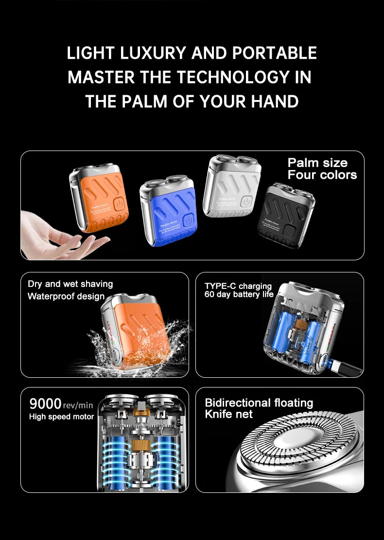 Mini Electric Shaver Dual Head Waterproof Razor
