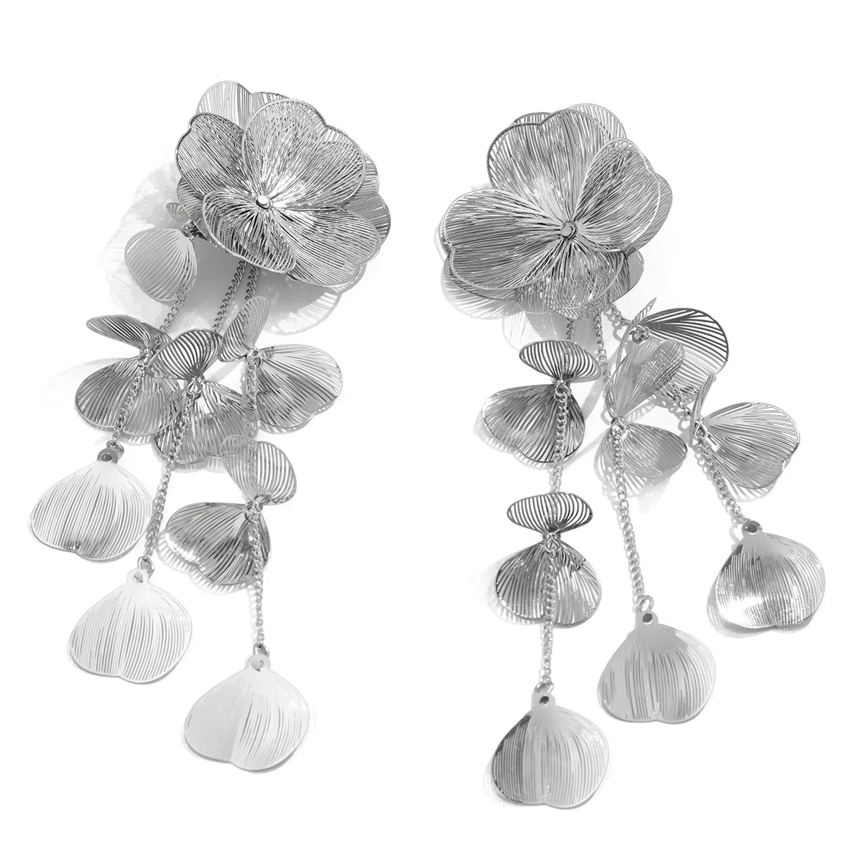 Romantic Leaf Petal Flower Drop Earrings
