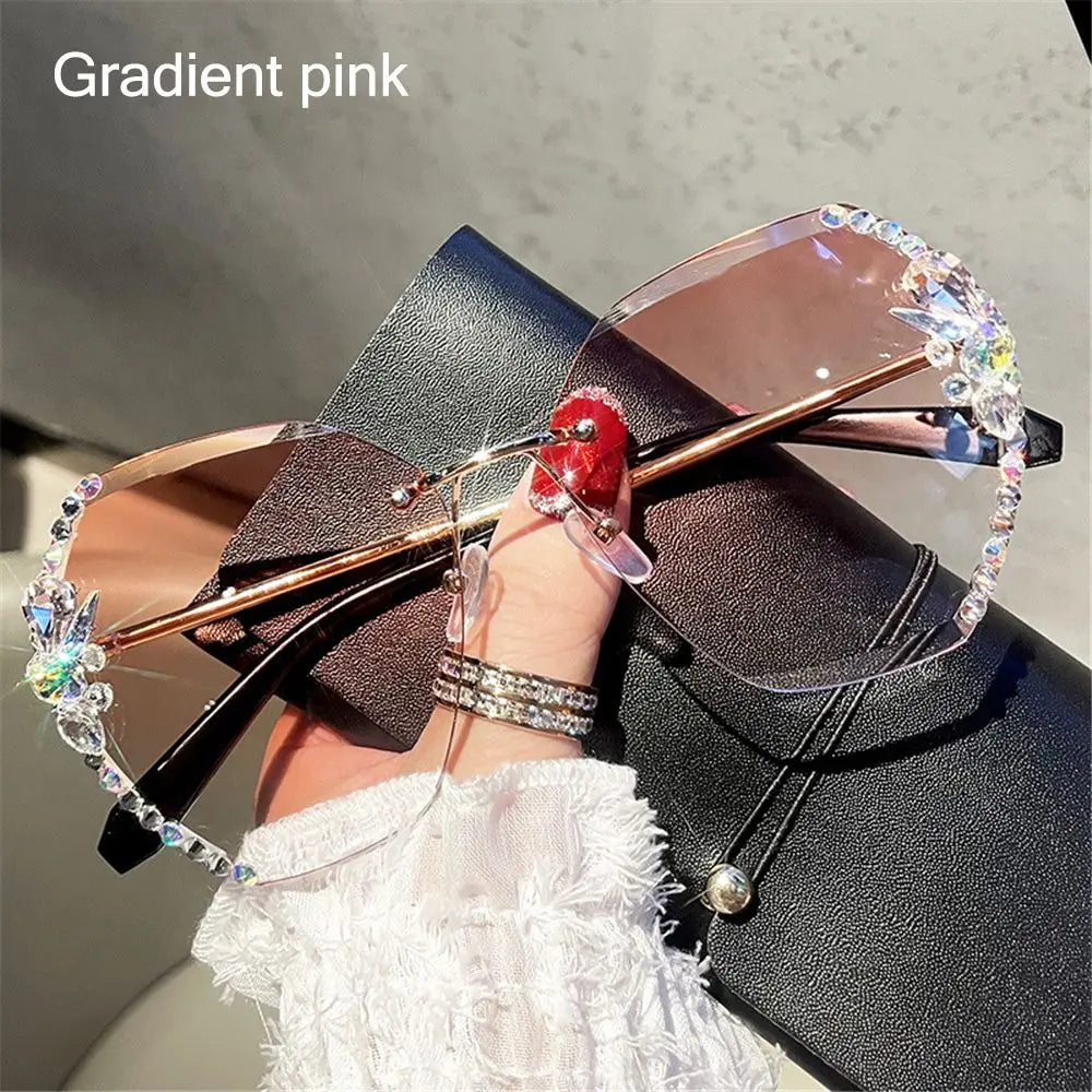 Rimless Trendy Retro Cutting Sunglasses