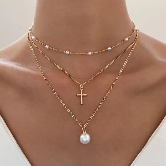 Crystal Star Cross Sequin Pendant Necklace