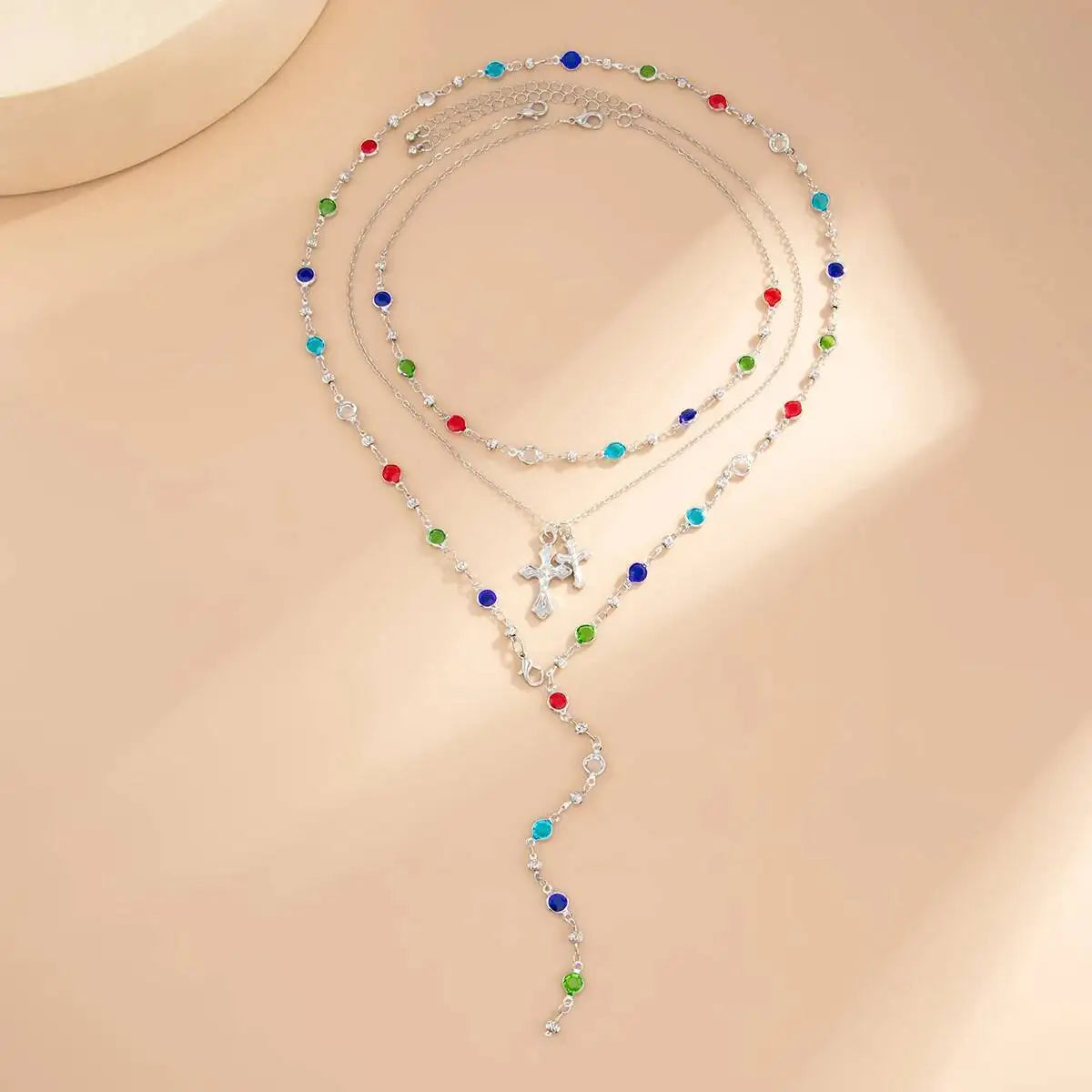 3Pcs/Set Crystal Tassel Necklace