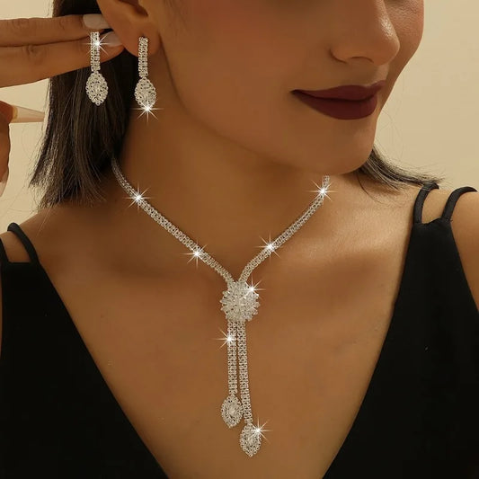Geometry Necklace, Earrings Jewelry Set