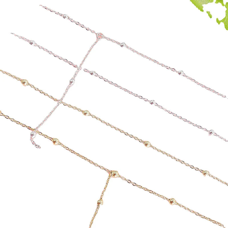 Trendy 925 Sterling Silver Double Layer Bead Necklace