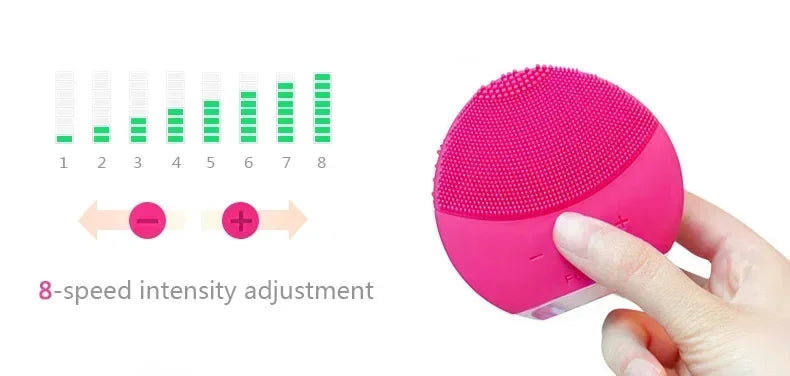 mini2 facial silicone facial cleansing brush - waterproof, level 8