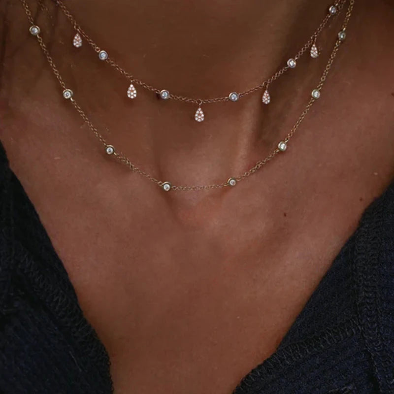 Multi-layer Crystal Pendant Necklace