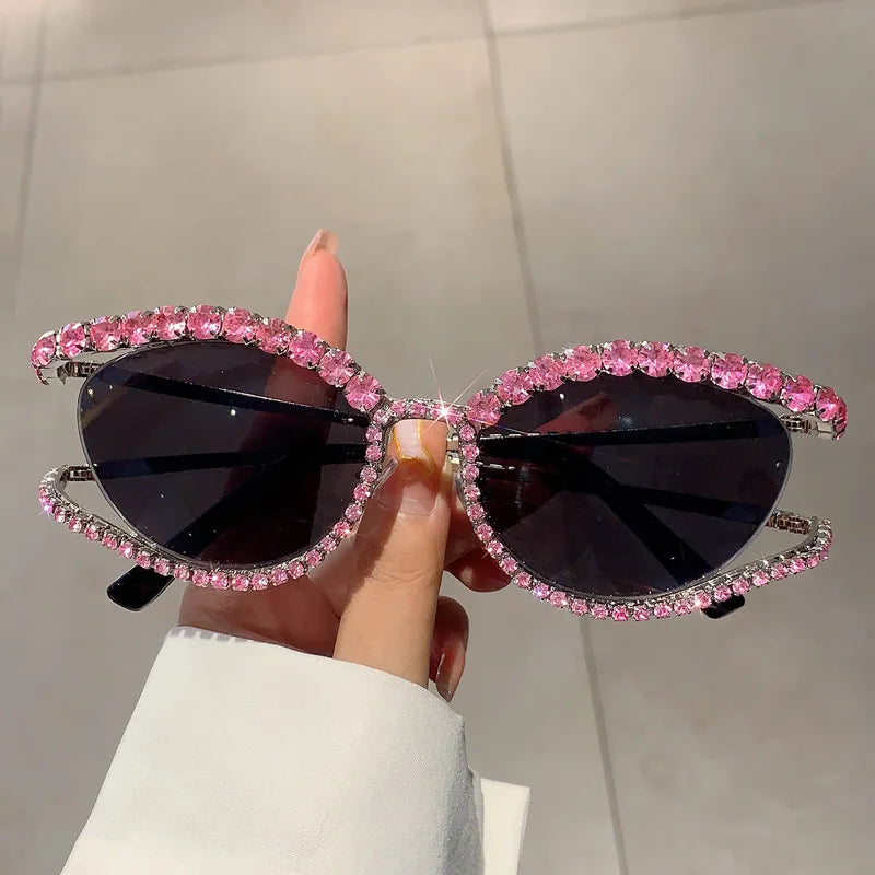Diamond cat eye luxury bling sunglasses