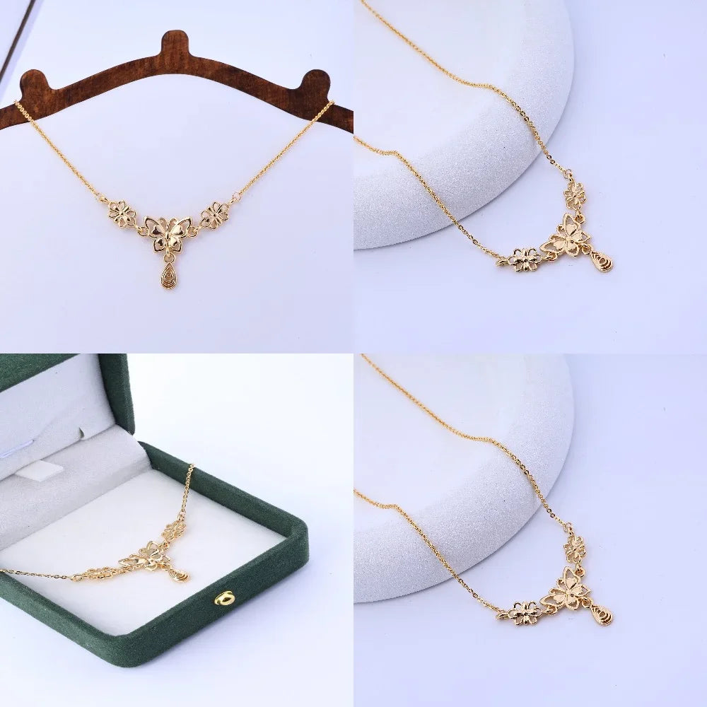 Butterfly, butterfly, flower, tassel necklace