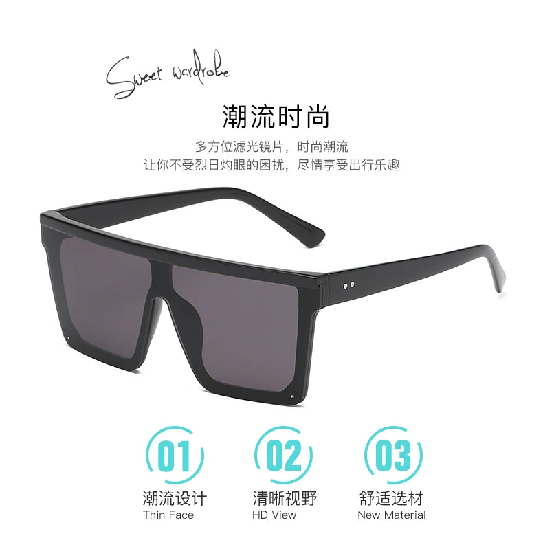 Oversized Flattop Square Sunglasses