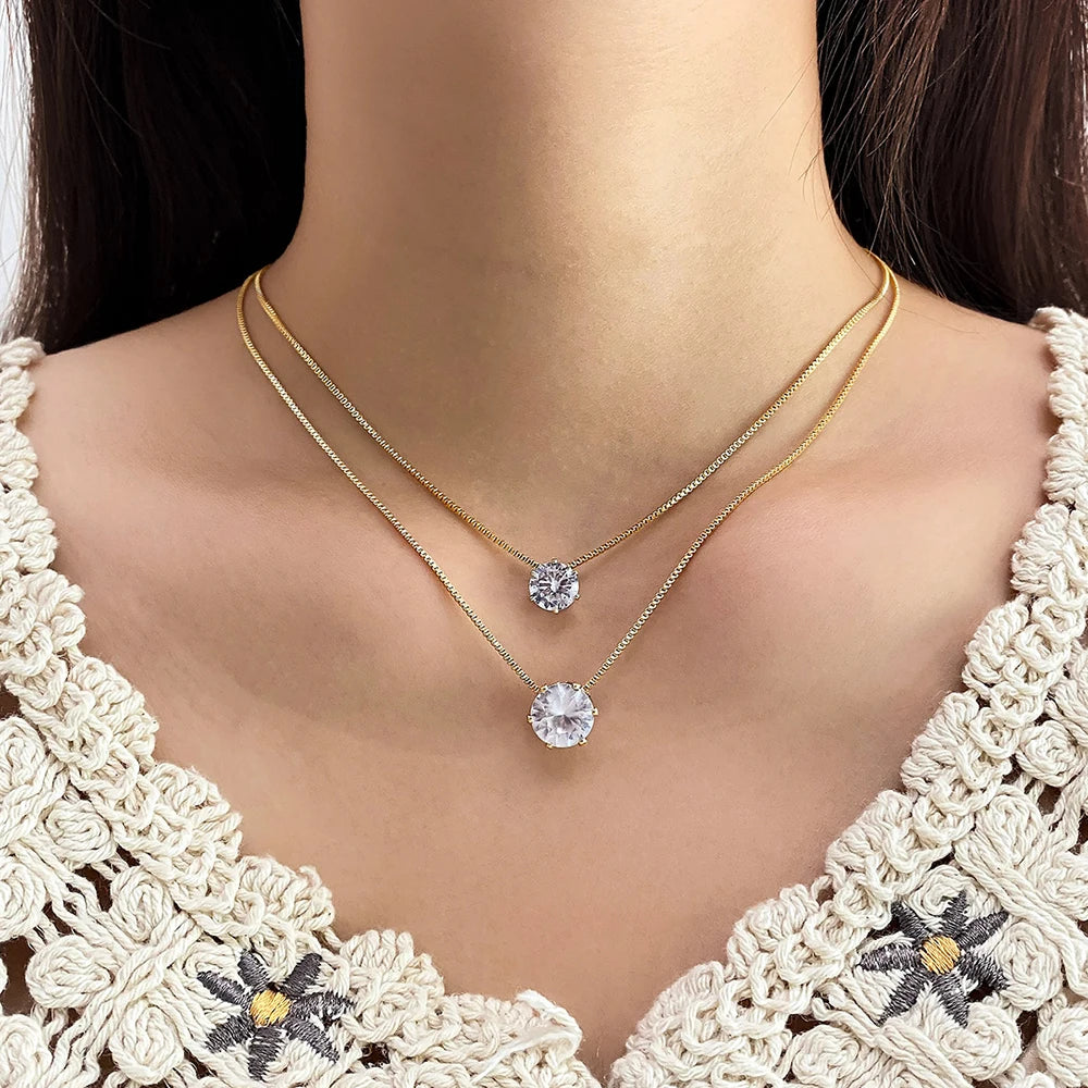 Gold Color Round Shape Crystal Pendant