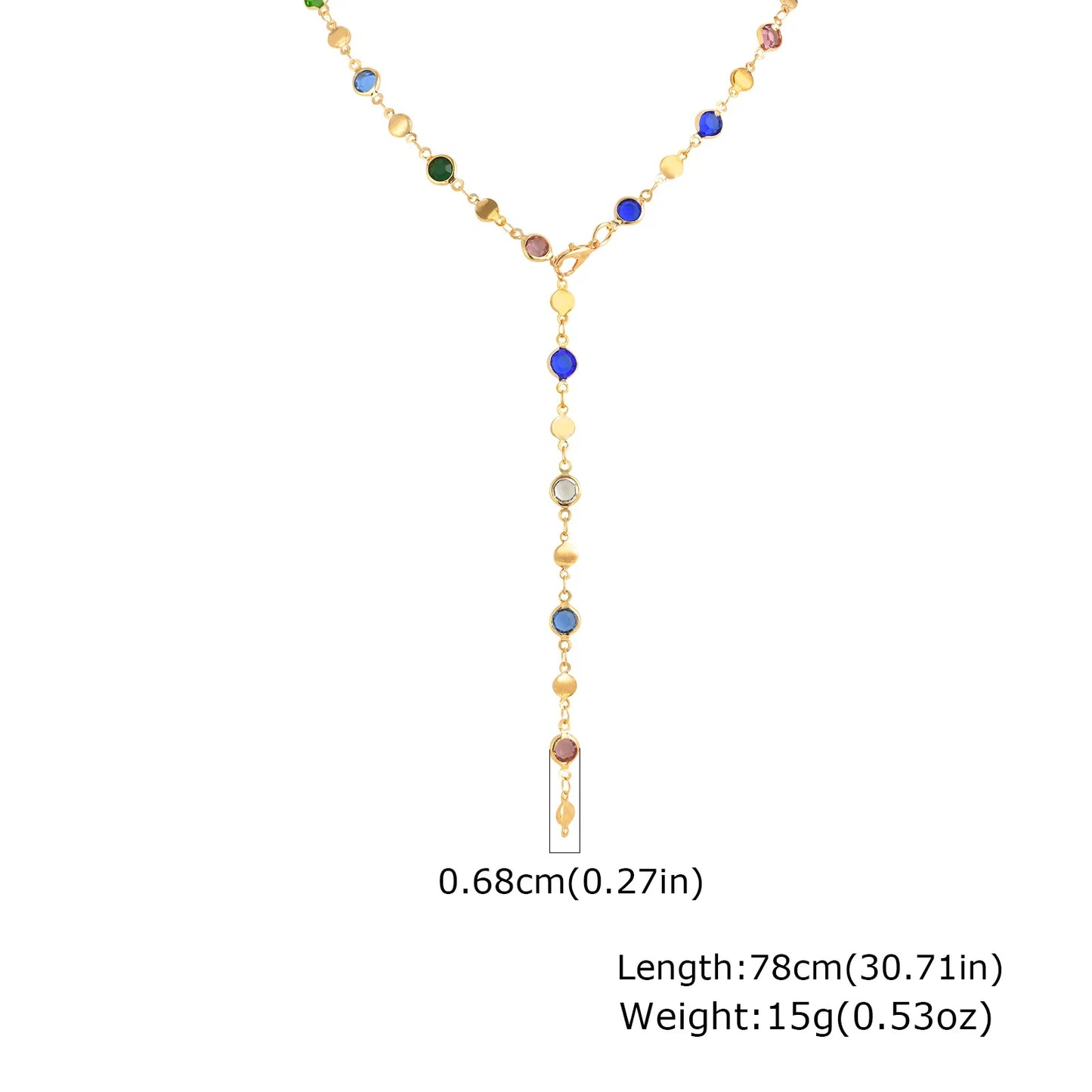 Dainty Colorful Glass Long Y-shaped Necklace