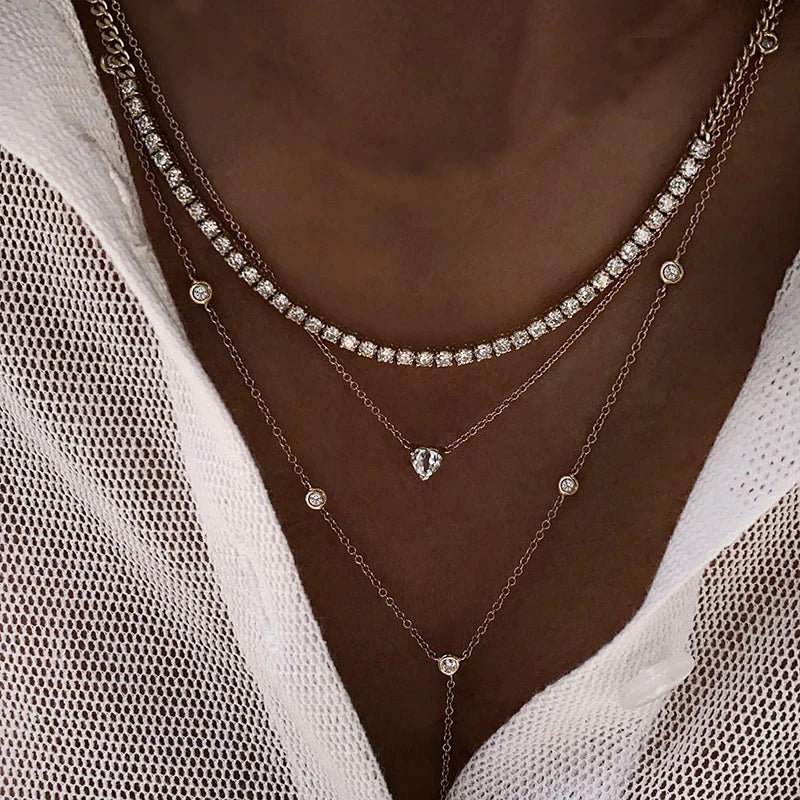 Multi-layer Crystal Pendant Necklace