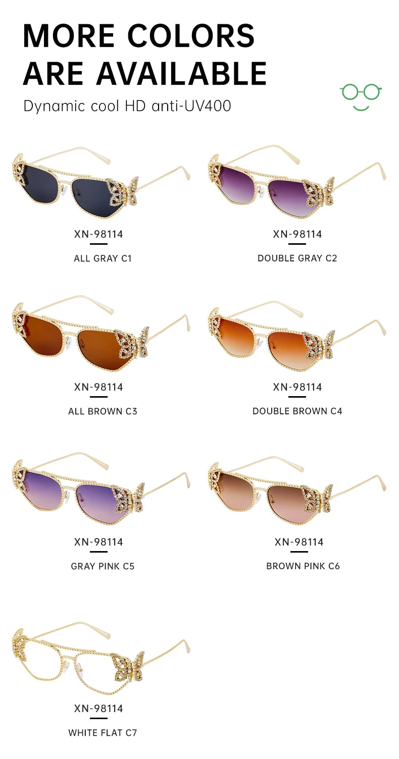 Cat Eye Rhinestone Eyewear-UV400