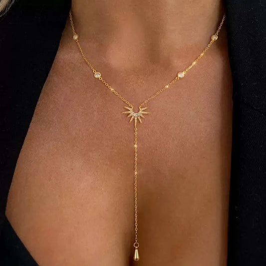 Gold Color Y-Shaped Water Drop Pendant