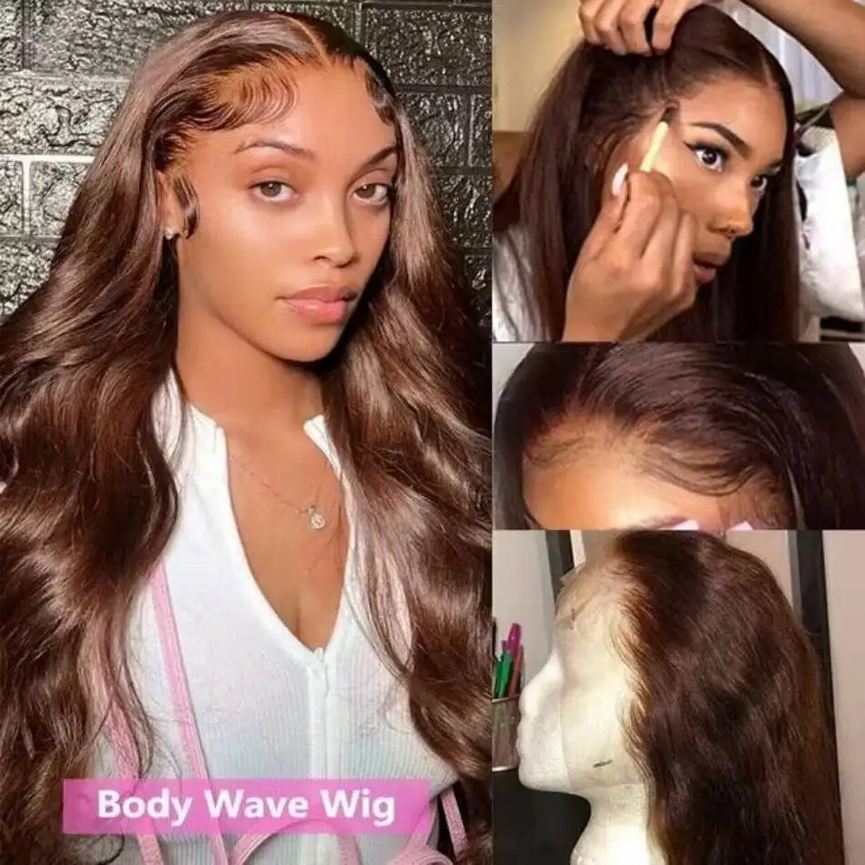 Chocolate Brown 13x6 HD Lace Frontal Wig Human Hair Wigs 4x4