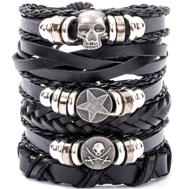 Adjustable Leather Set viking bracelet