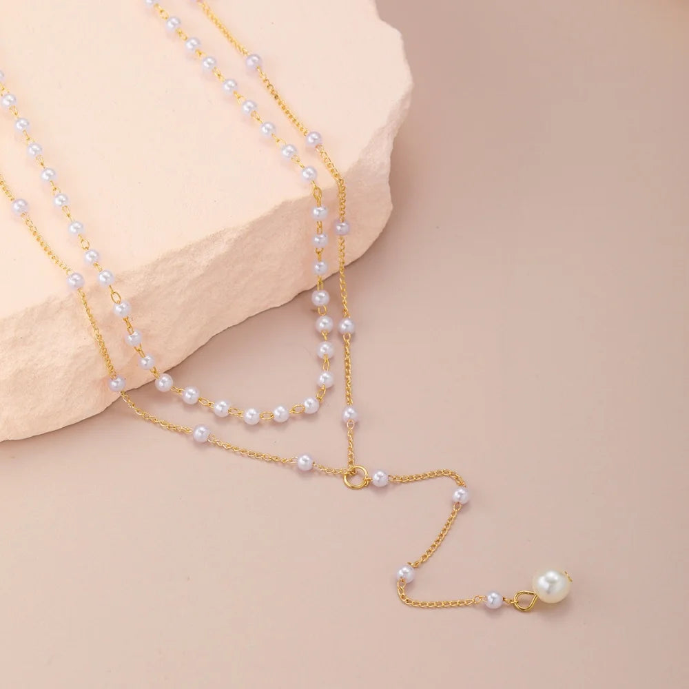 Vintage Pearl Y Lariat Necklace