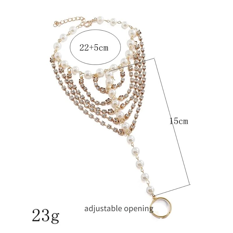 Luxury Crystal Pearl  Cheville Femme