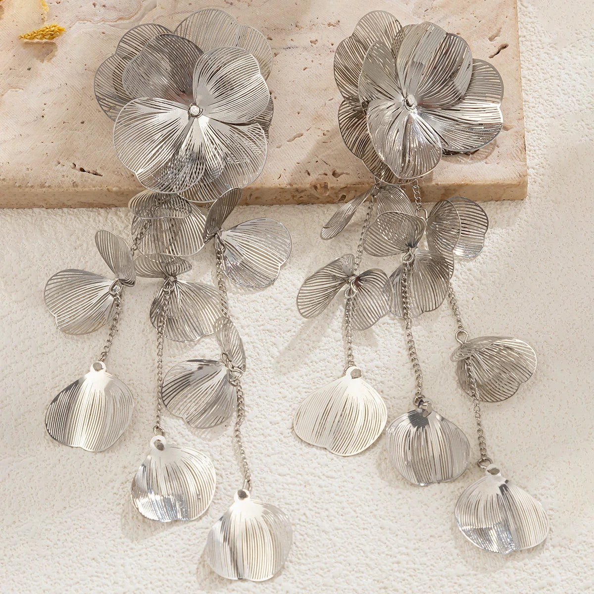 Romantic Leaf Petal Flower Drop Earrings