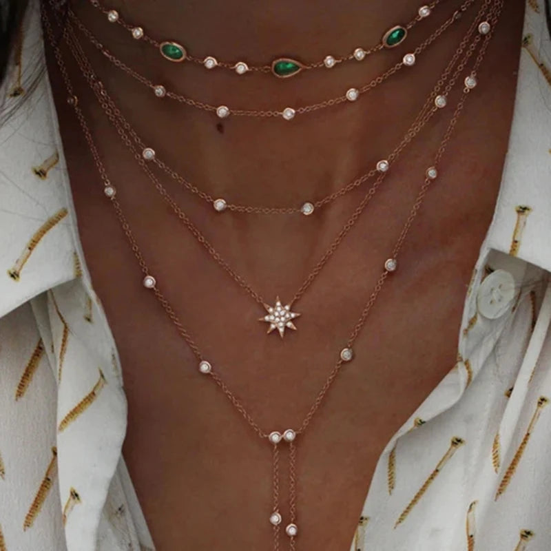 Multi-layer Crystal Pendant Necklace