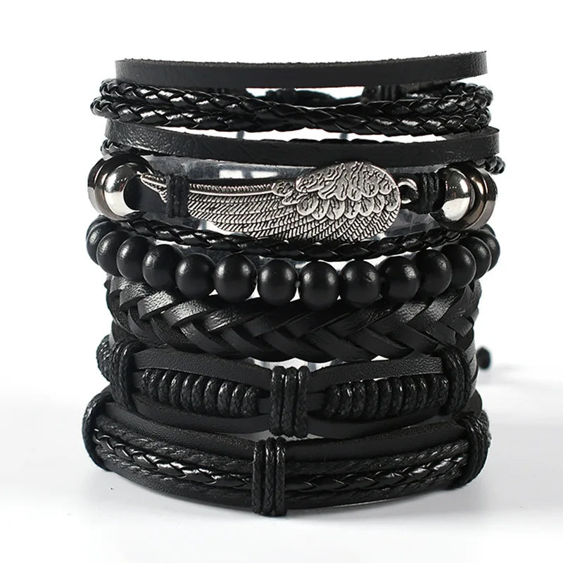 Adjustable Leather Set viking bracelet