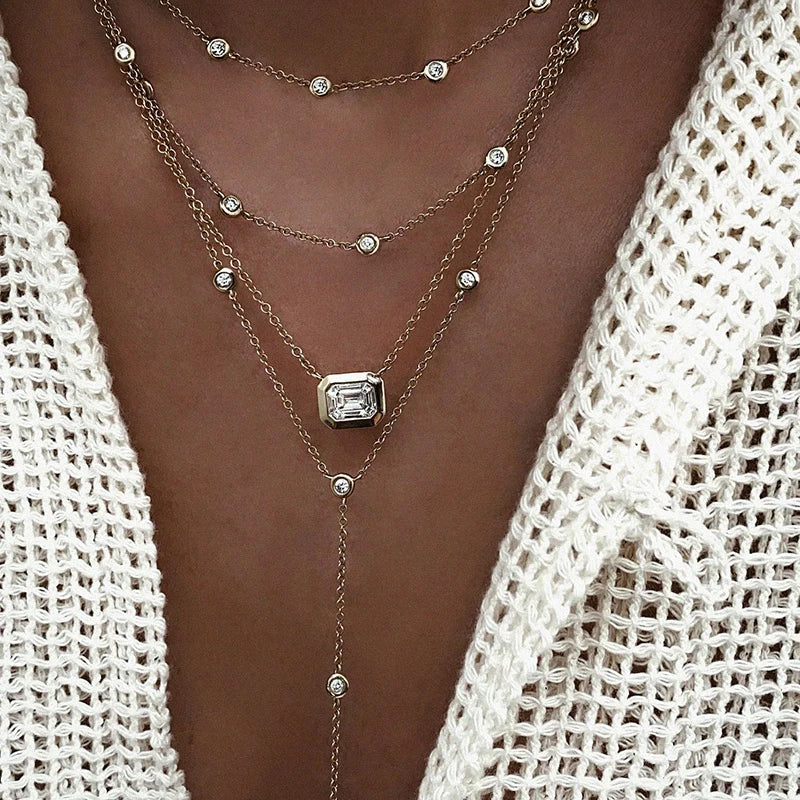 Multi-layer Crystal Pendant Necklace