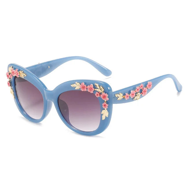 Rose Flower Cat Eye Queen Oversize Sunglasses