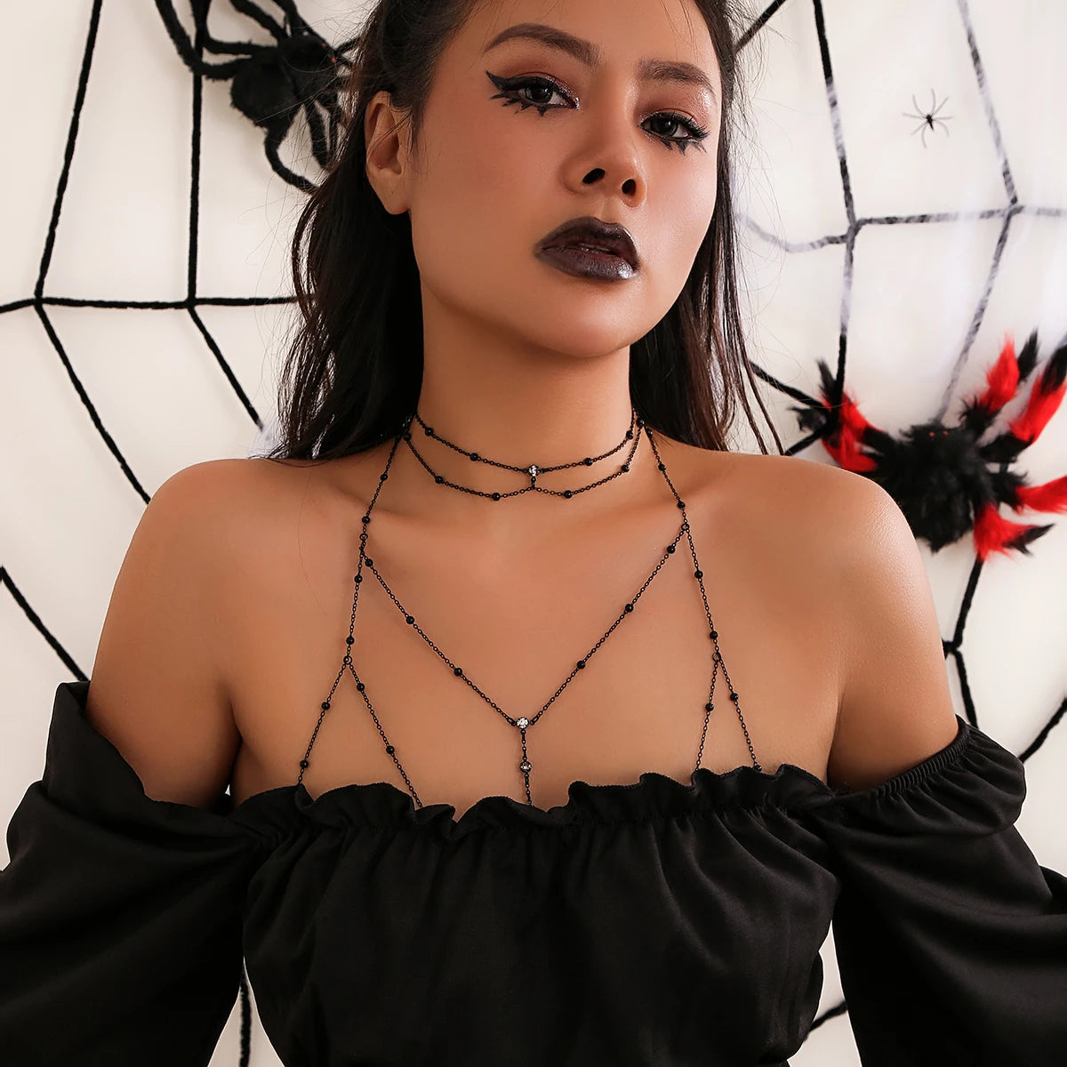 Cross Chest Bra Waist Belly Chain Necklace