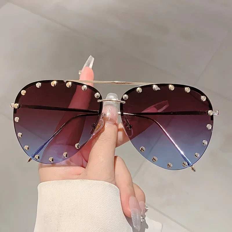 Rimless Luxury Colored Sunglasses - UV400