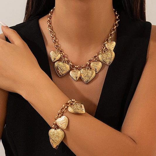 Cuban Necklace Heart Pendant | Charm Bracelet