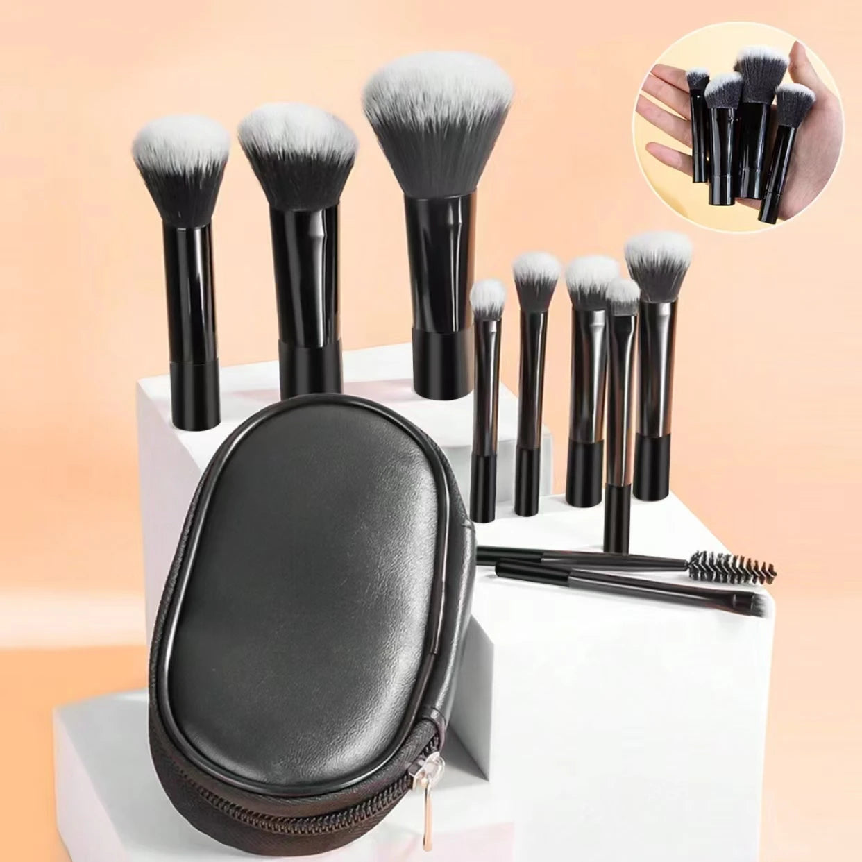 10-Piece Mini Makeup Brush Set, Available in Multiple Colors
