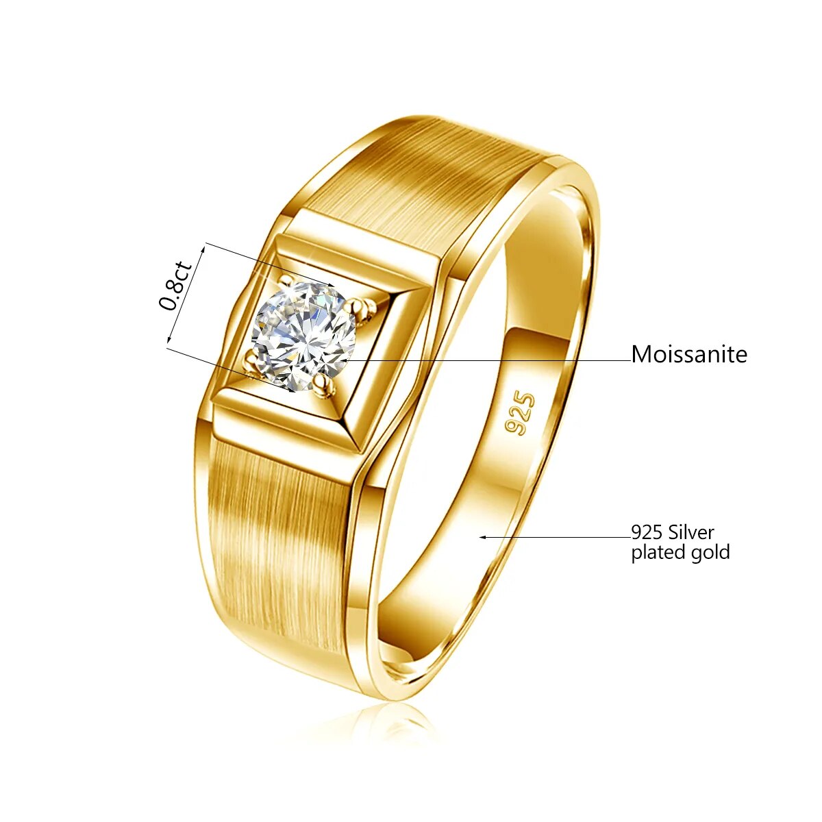 0.8ct Moissanite Ring Gold