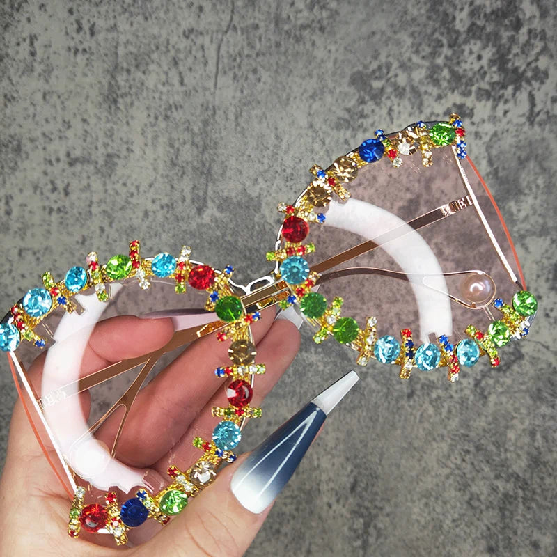 Oversized Cooling Pearl Sun Glasses
