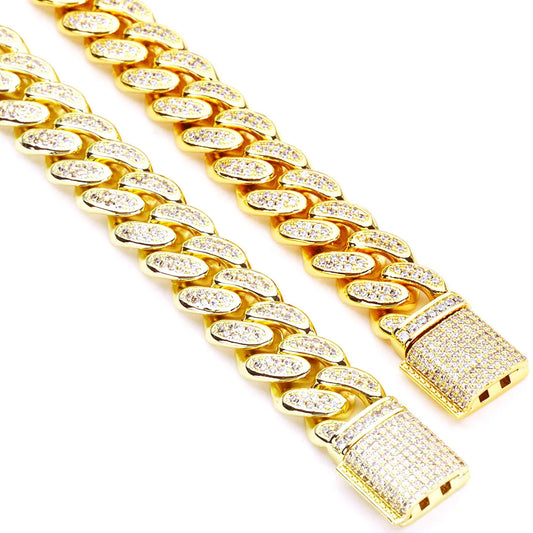 Hip Hop 14k Gold Plated Iced Cuban Chain