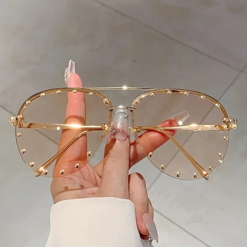 Rimless Luxury Colored Sunglasses - UV400