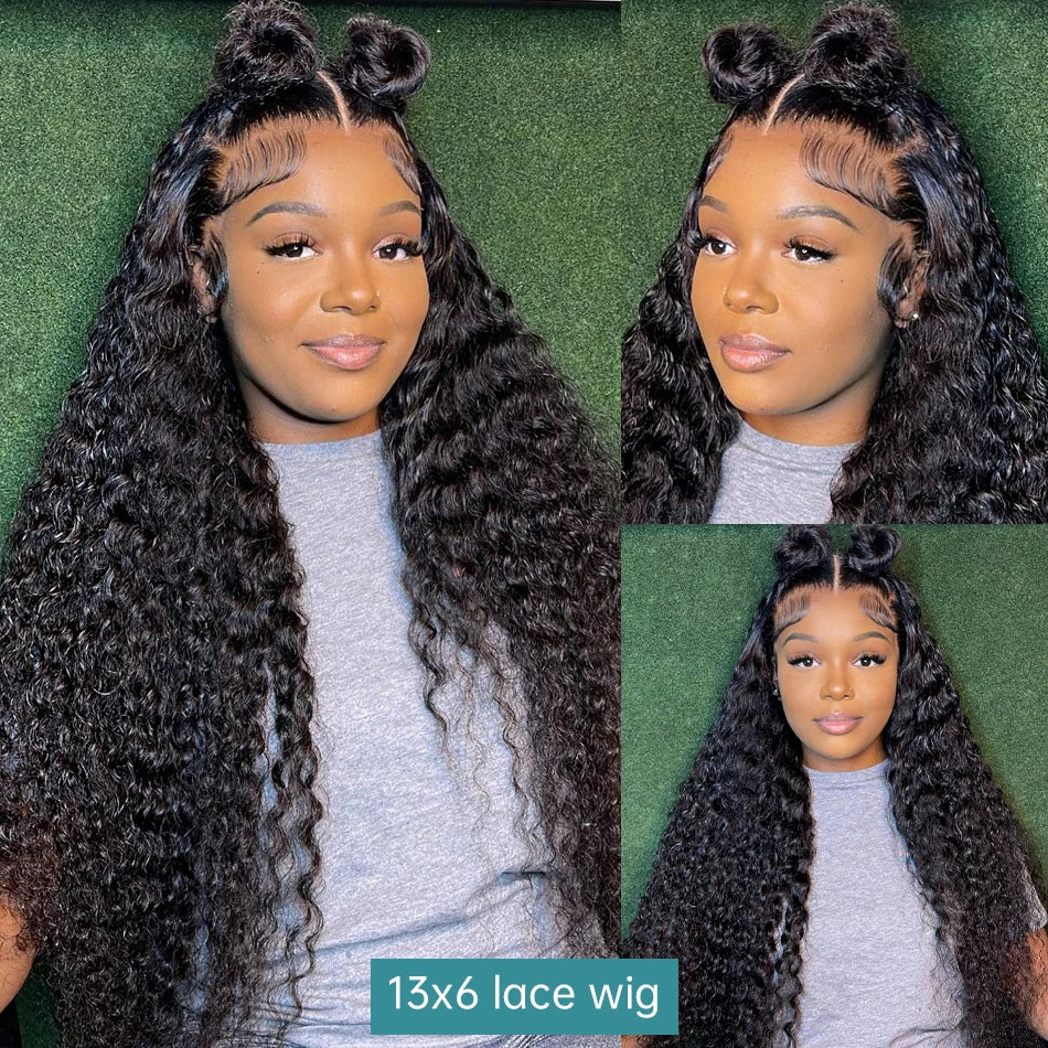 13X6 Water Wave Curly  Human Hair Wig