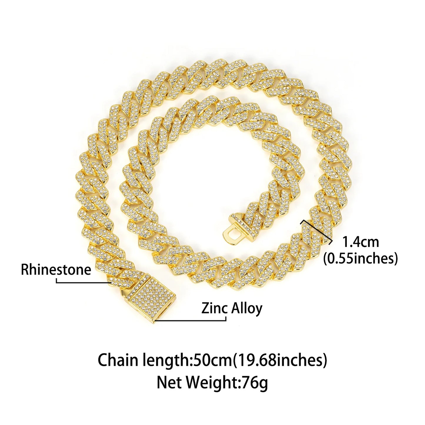 Hip Hop Shiny Cuban Link | Rhinestone Iced Out