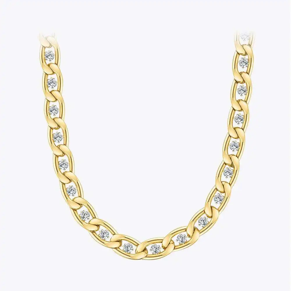 Luxurious Stainless Steel Zircons Gold Necklace
