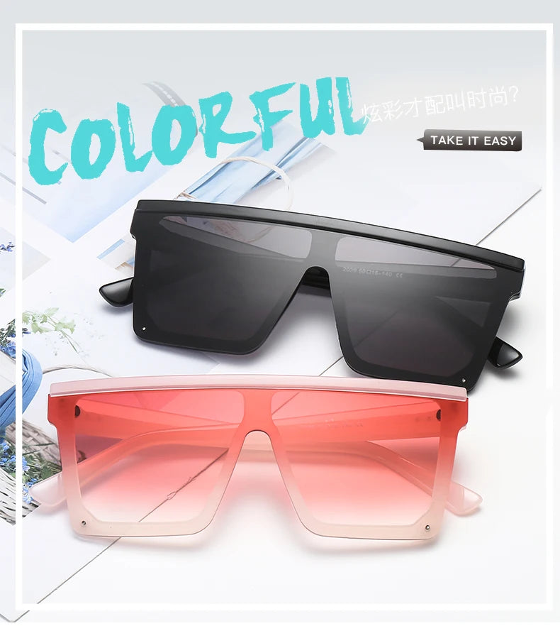Oversized Flattop Square Sunglasses