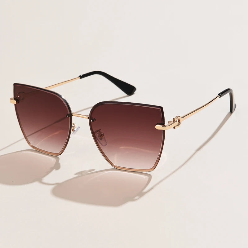 Cat Eye Rimless Gradient Sunglasses Shade