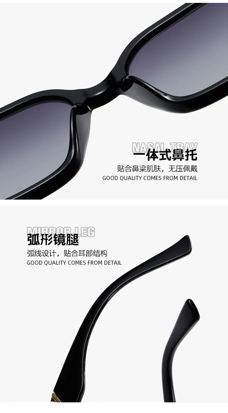 Letter Square Retro Tinted Rectangle Sunglasses