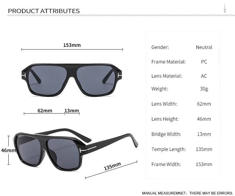 Designer Classic Rectangle Retro Sunglasses