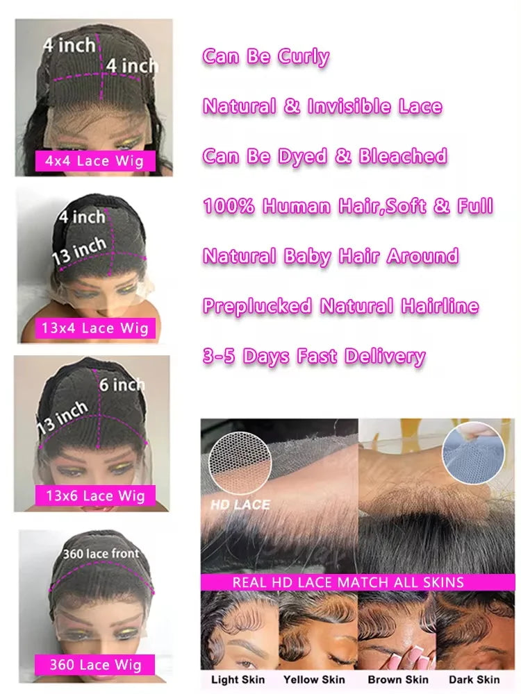 13x6 Straight Lace Front| 4x4, 5X5 Closure Wig Pre Plucked
