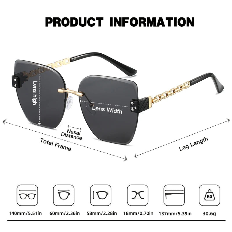 Borderless Cat Eye Sun Glasses