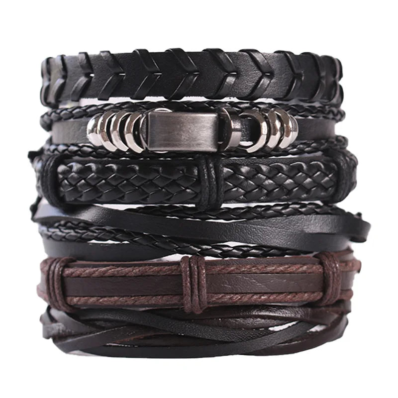 Adjustable Leather Set viking bracelet